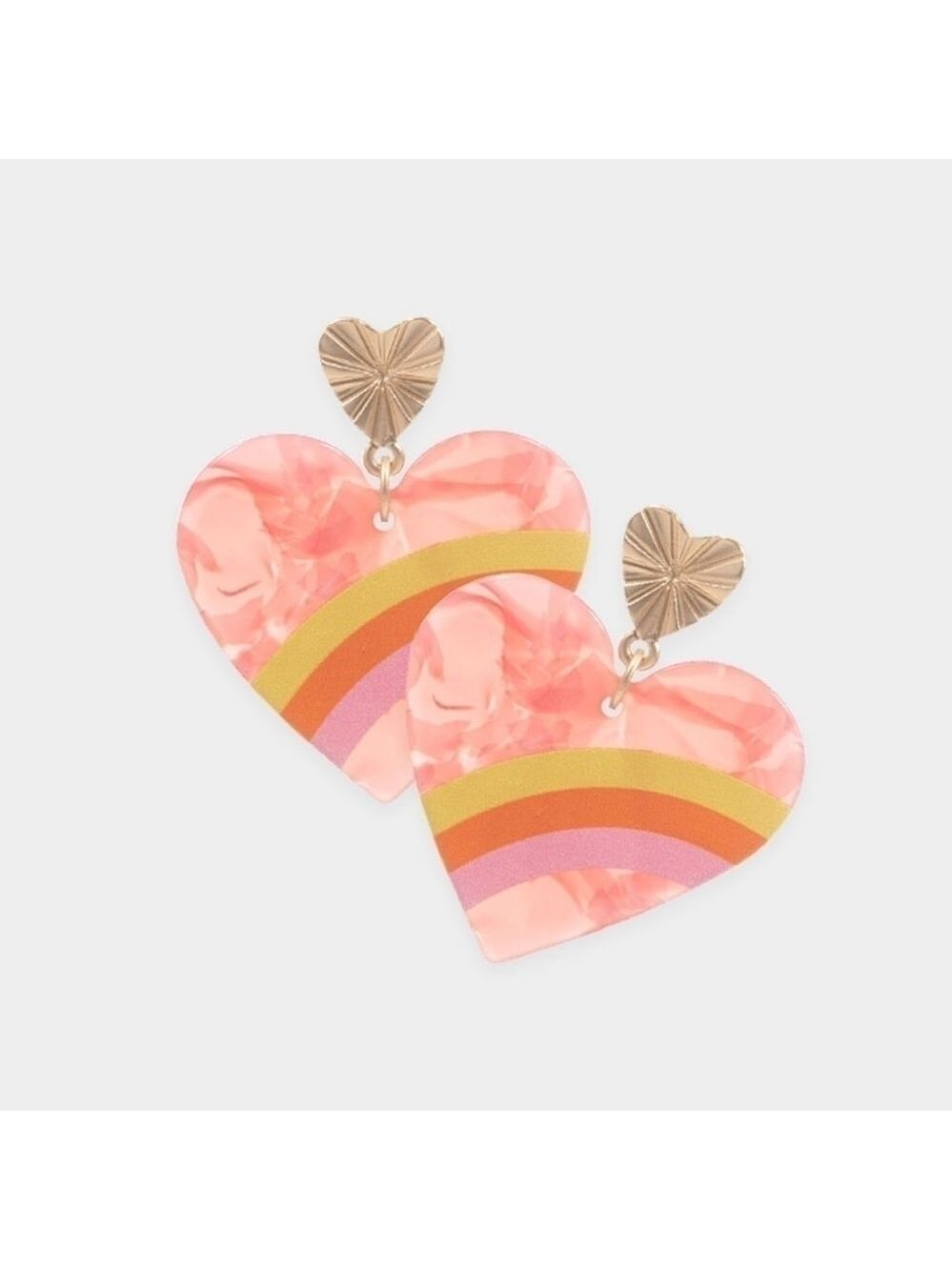 NEW Retro Pink Marble Heart Earrings